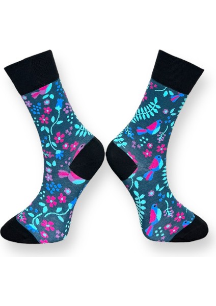 3'Lü Doğa Temalı Kuş Ve Yaprak Tasarımlı Esnek Nem Alabilen Pamuklu Spor Soket Çoraplar fiyatları
