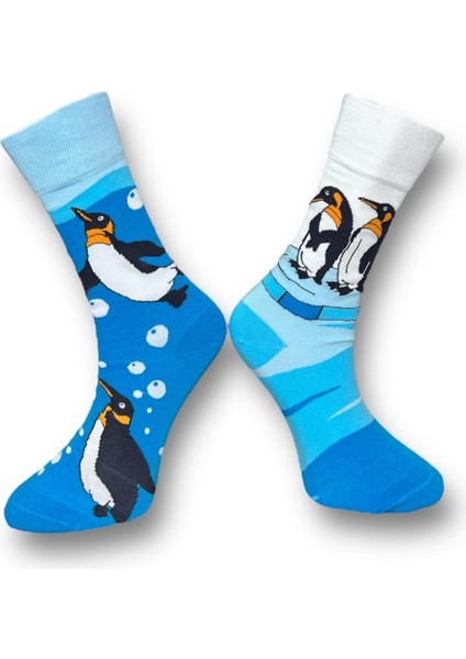 3'Lü Kış Temalı Penguen Tasarımlı Esnek Nem Alabilen Pamuklu Spor Soket Çoraplar modelleri