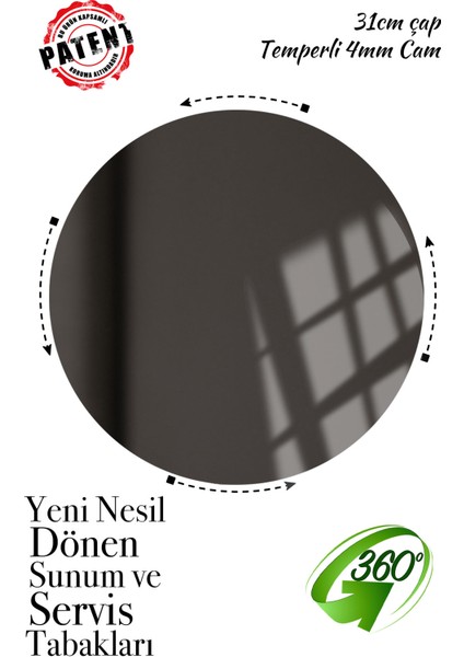 Füme Ayna, Dönen Standlı Lüx Servis Sunum Tabağı, Dönen Pasta ve Peynir Tabağı Standı modelleri