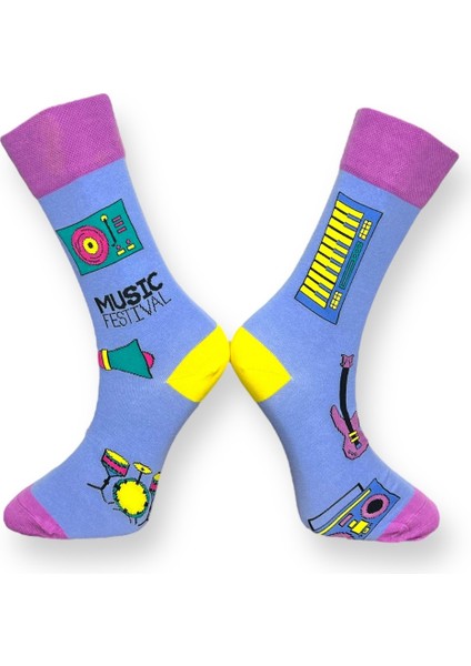 3'Lü Pati Baskılı, Müzik Festivali Ve Bira Temalı Esnek Nem Alabilen Pamuklu Spor Soket Çoraplar modelleri