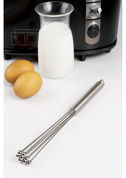Paslanmaz Çelik Uzatıp Kısaltılabilir Metal Boncuk Top Uçlu Yumurta Çırpıcı Sos Karıştırıcı
