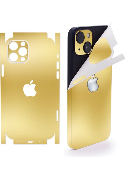 Iphone 15 Pro Max Için 360 Full Arka Kaplama Koruma Sticker Kılıfsız Kullanım Için Aynalı Gold