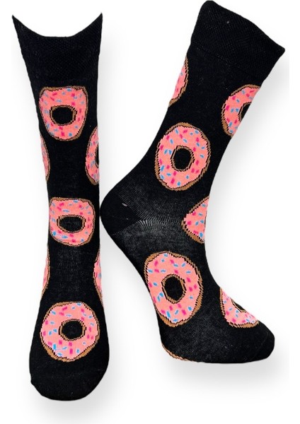 5'Li Donut Tasarımlı Esnek Nem Alabilen Pamuklu Spor Soket Çoraplar