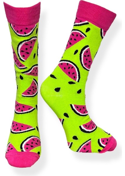 5'Li Meyve Ve Hayvan Temalı Kivi, Karpuz, Avokado, Bal Arısı Ve Elma Tasarımlı Esnek Nem Alabilen Pamuklu Spor Soket Çoraplar modelleri