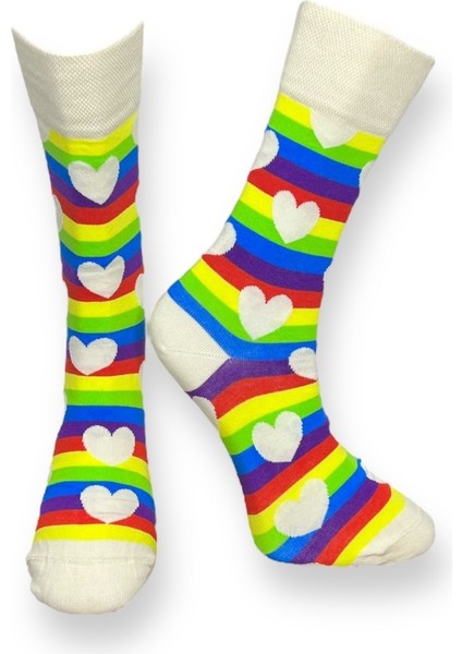 4'Lü Gökkuşağı Kalp Ve Çiçek Tasarımlı Esnek Nem Alabilen Pamuklu Spor Soket Çoraplar fiyatları
