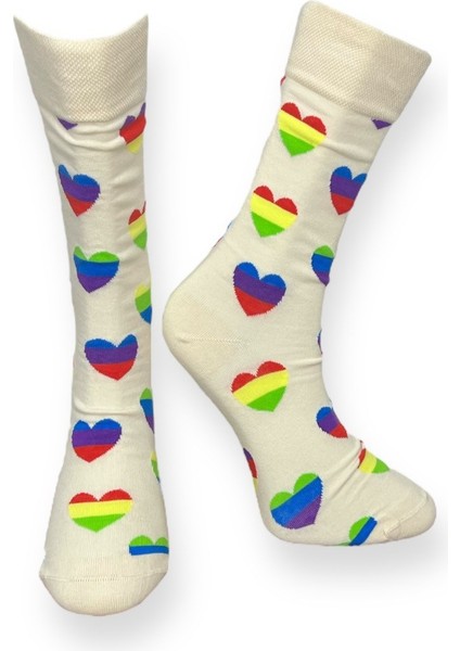 4'Lü Gökkuşağı Kalp Ve Çiçek Tasarımlı Esnek Nem Alabilen Pamuklu Spor Soket Çoraplar modelleri