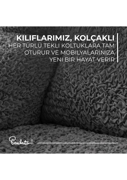 Lastikli Esnek ve Yıkanabilir Tek Kişilik Koltuk Örtüsü Koltuk Kılıfı - Antrasit