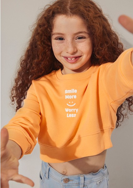 Sunshine Baskılı Turuncu Sweatshirt 7S10089-71240