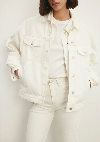 Kadın LUNA Beyaz 90s Jean Ceket 1110177-84112