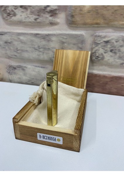 Promise Marka Benzinli Ince Model Eskitme Sarı Gold Renk Kişiye Özel Çakmak fiyatları