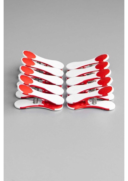 Home Yeni Nesil Silikon Çamaşır Mandalı, Iz Bırakmayan Süper Güçlü Paslanmaz Kırılmaz Mandal Seti 10'lu, Kırmızı