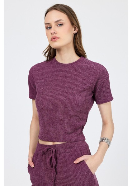 Gül Kurusu Bisiklet Yaka Bürümcük Dokulu Kumaş Alt Üst Takım 1455 modelleri