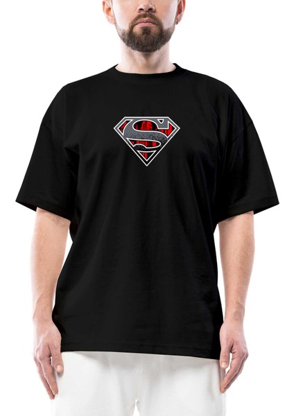Superman Dark Legend Oversize Siyah Tişört