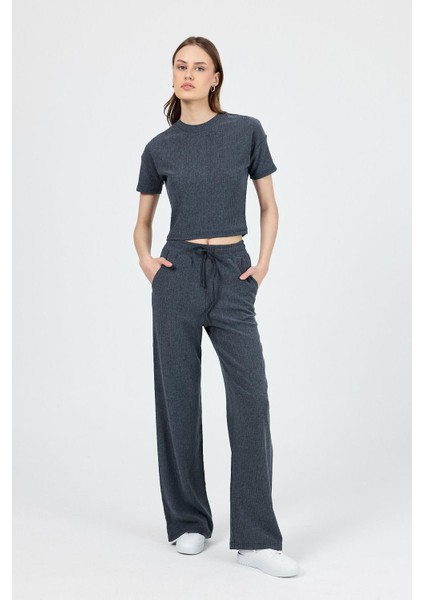 Indigo Bisiklet Yaka Bürümcük Doklu Kumaş Alt Üst Takım 1455