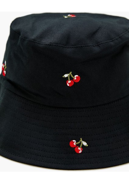 Kiraz Desenli Bucket Şapka