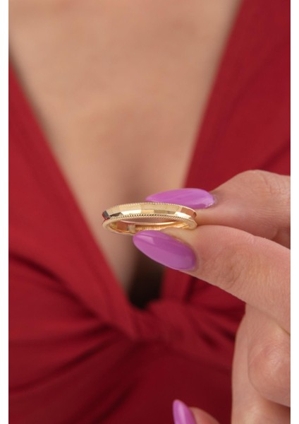 14 Ayar Altın Oluklu Ajda Yüzük modelleri