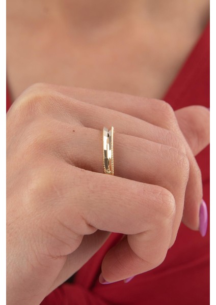 14 Ayar Altın Oluklu Ajda Yüzük fırsatları