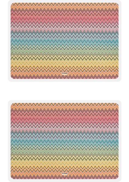 Amerikan Servisi 2'li Zikzak Desenli Renkli Amerikan Servis 2'li Yemek Altlığı Zikzak Desen 42 x 28 cm