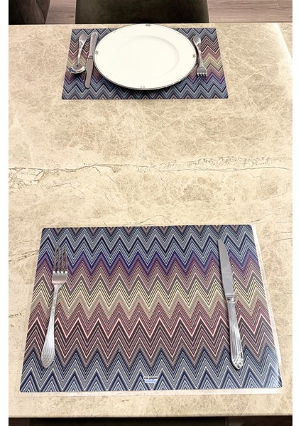 Amerikan Servisi 2'li Zikzak Desenli Renkli Amerikan Servis 2'li Yemek Altlığı Zikzak Desen 42 x 28 cm fırsatları