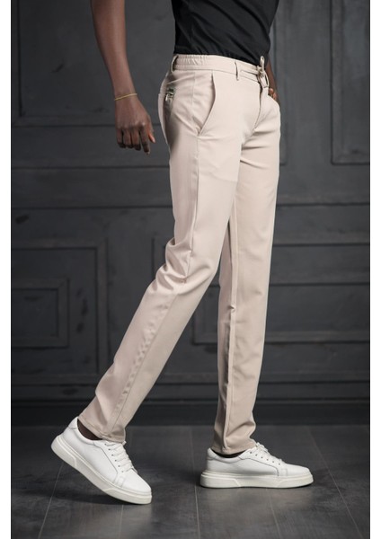 Beli Lastikli ve Iplikli Likralı Slimfit Yazlık Kumaş Jogger Pantolon modelleri