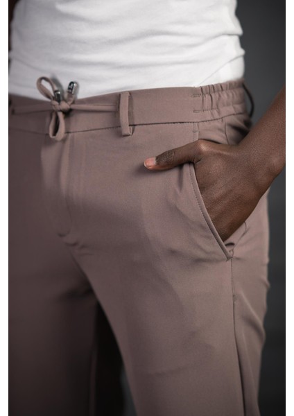 Beli Lastikli ve Iplikli Likralı Slimfit Yazlık Kumaş Jogger Pantolon indirimleri