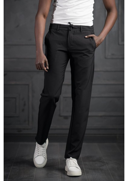 Beli Lastikli ve Iplikli Likralı Slimfit Yazlık Kumaş Jogger Pantolon