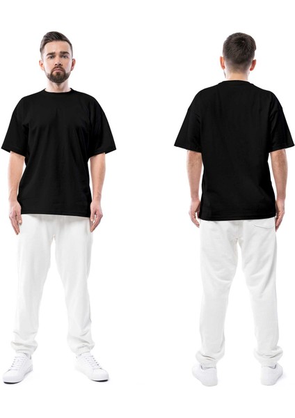 Punisher Ön Arka Baskılı Siyah Oversize Tişört