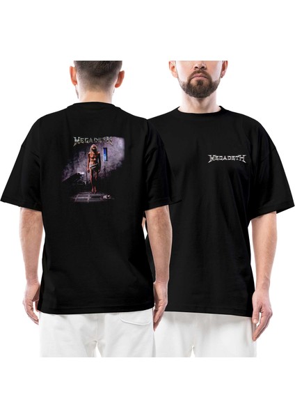 Megadeth Countdown To Extinction Ön Arka Baskılı Siyah Oversize Tişört