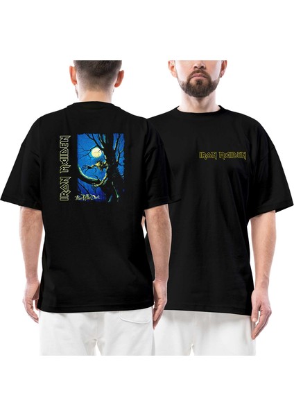 Iron Maiden Fear Of The Dark Cover Ön Arka Baskılı Siyah Oversize Tişört