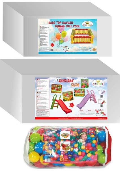 Salıncaklı Oyun Evi – Kaydırak + Top Havuzu + 100 Top – Anaokulu ve Kreş Için Tam Set