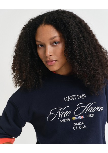 Kadın Lacivert Relaxed Fit Bisiklet Yaka Logolu Sweatshirt 4200595.433 indirimleri