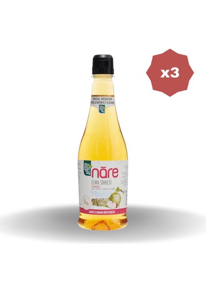 Nare Elma Sirkesi Pet 500 ml - (3 Adet)