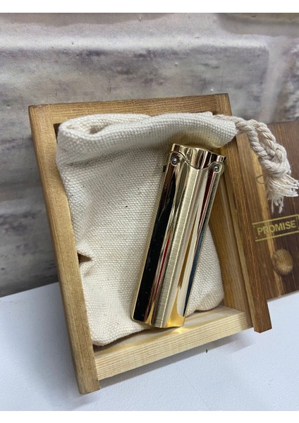 Promise Marka Benzinli Ince Model Sarı Gold Renk Kişiye Özel Çakmak fırsatları