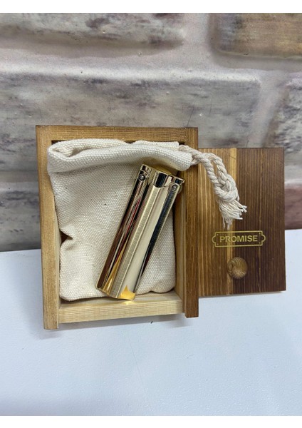 Promise Marka Benzinli Ince Model Sarı Gold Renk Kişiye Özel Çakmak indirimleri