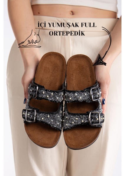 Pien Çift Tokalı Şık Günlük Ful Ortapedik Terlik