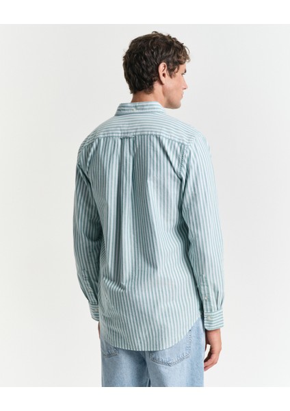 Erkek Yeşil Regular Fit Düğmeli Yaka Çizgili Gömlek 3250028.322 modelleri