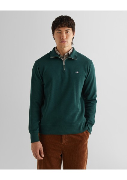 Erkek Yeşil Regular Fit Yarım Fermuarlı Sweatshirt 2524368T.374