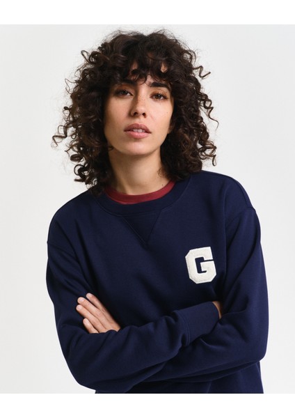 Kadın Lacivert Regular Fit Bisiklet Yaka Logolu Sweatshirt 4201242.409 modelleri