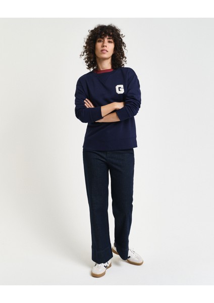 Kadın Lacivert Regular Fit Bisiklet Yaka Logolu Sweatshirt 4201242.409 fırsatları