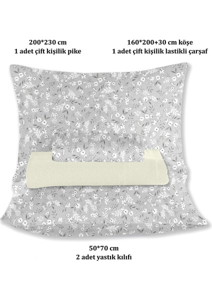 %100 Pamuk Olivia Krem Çift Kişilik Pike Takımı 200 x 230 cm indirimleri