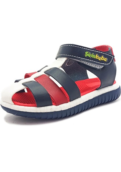 Şirin Genç Ortopedik Taban Lacivert-Beyaz Renk Bantlı Tokalı Erkek Çocuk Sandalet fiyatları