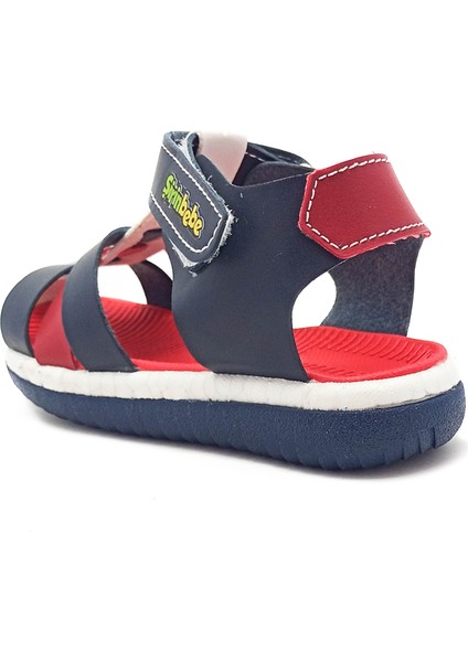 Şirin Genç Ortopedik Taban Lacivert-Beyaz Renk Bantlı Tokalı Erkek Çocuk Sandalet modelleri