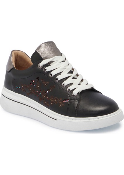 Siyah Hakiki Deri Kadın Sneaker - K25I1AY68096-A23