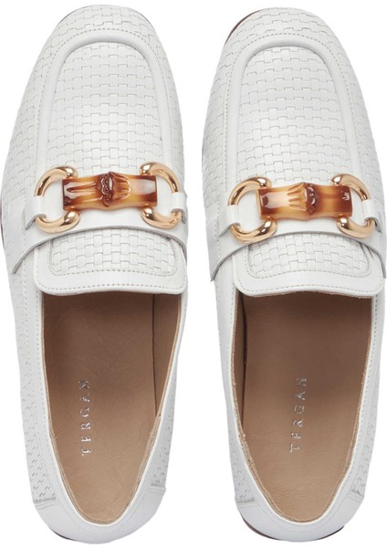 Beyaz Hakiki Deri Kadın Loafer - K25I1AY68032-A26 indirimleri