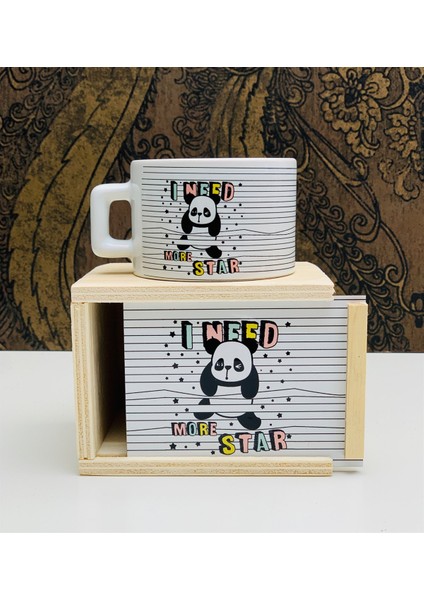 Yıldızlı Panda Tasarımlı Kutulu Kupa
