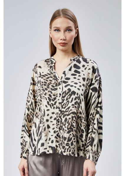 Leopar Desenli Gömlek