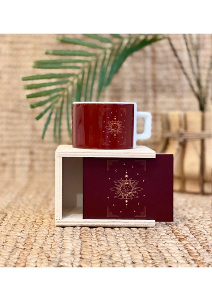 Kızıl Tarot Ay Güneş Tasarımlı Kutulu Kupa