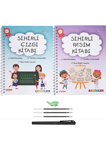 Eso Sihirliçizgi ve Resim Kitabı - Eğitici ve Eğlenceli Aktivite Kitabı - Oluklu- (3-7 Yaş )