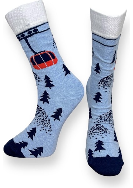 2'li Unısex Kayak Temalı Tasarımlı Esnek Nem Alabilen Pamuklu Soket Çoraplar fırsatları