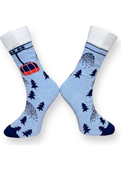 2'li Unısex Kayak Temalı Tasarımlı Esnek Nem Alabilen Pamuklu Soket Çoraplar indirimleri